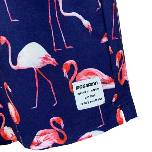 Mosmann Australia Swim Shorts Trunks Blue Pink Flamingo Mesh Lined Men's L - Picture 3 of 10